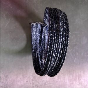 Black Beaded Memory Wire Choker Style Necklace